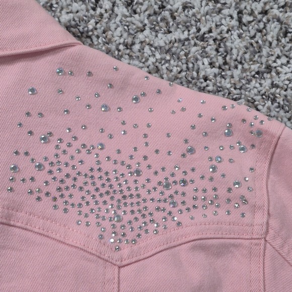 Ethyl Premium Denim Rhinestone Pink Western Jacket Country Cowgirl Womens Large - Picture 9 of 13